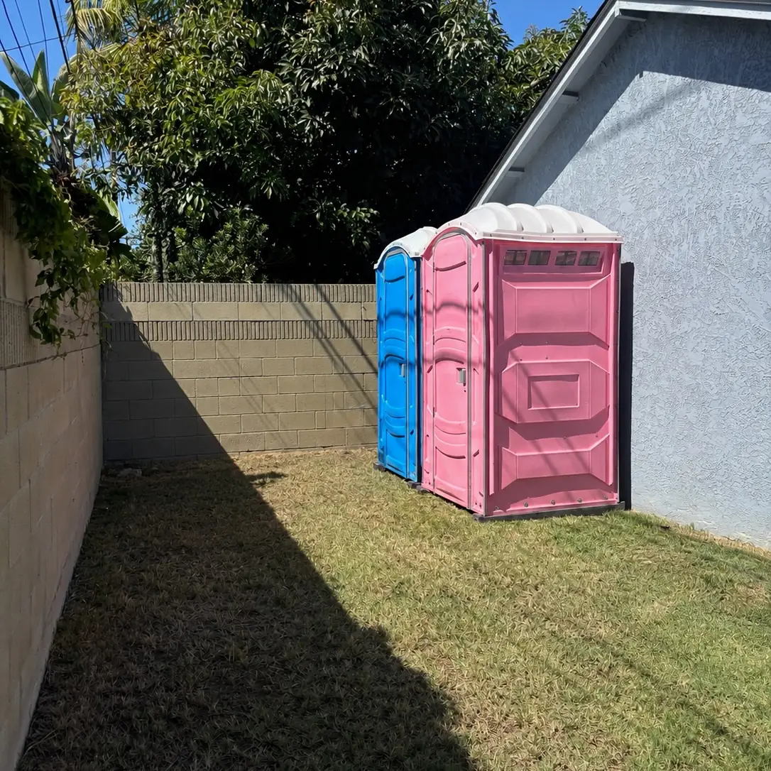 porta potty in backyard beside house