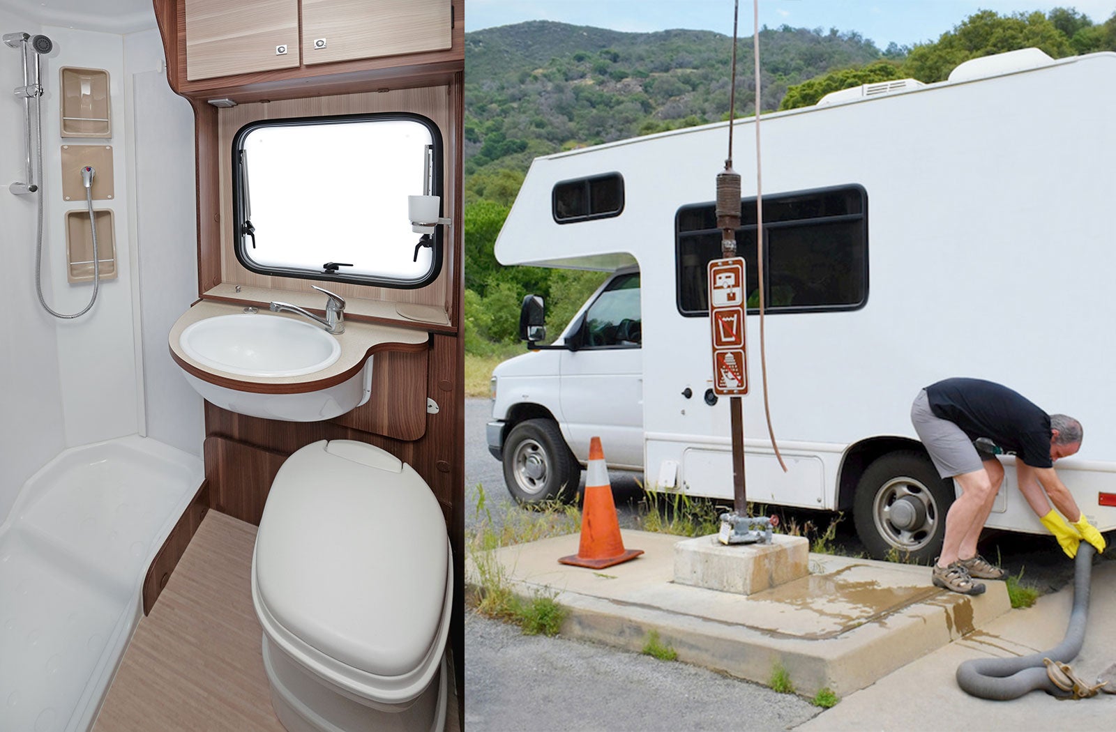 Portable RV/camper toilet and holding tank setup in Allentown, Pennsylvania
