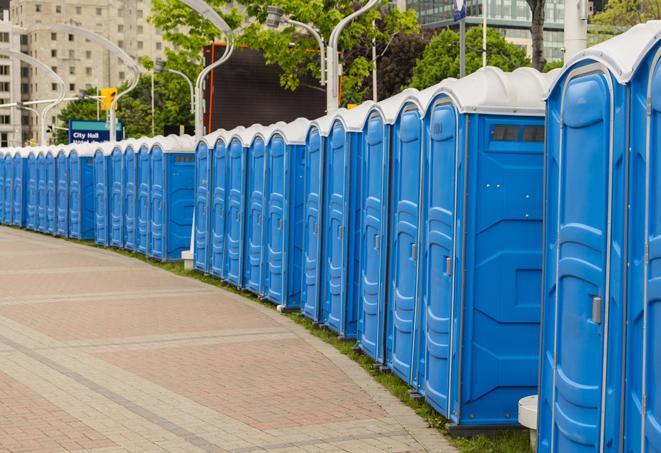 Seasonal porta potty units set up at a Allentown, Pennsylvania venue